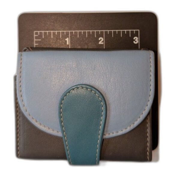 Blue Mini Wallet - Genuine Leather - Made in Italy - Picture 6 of 8